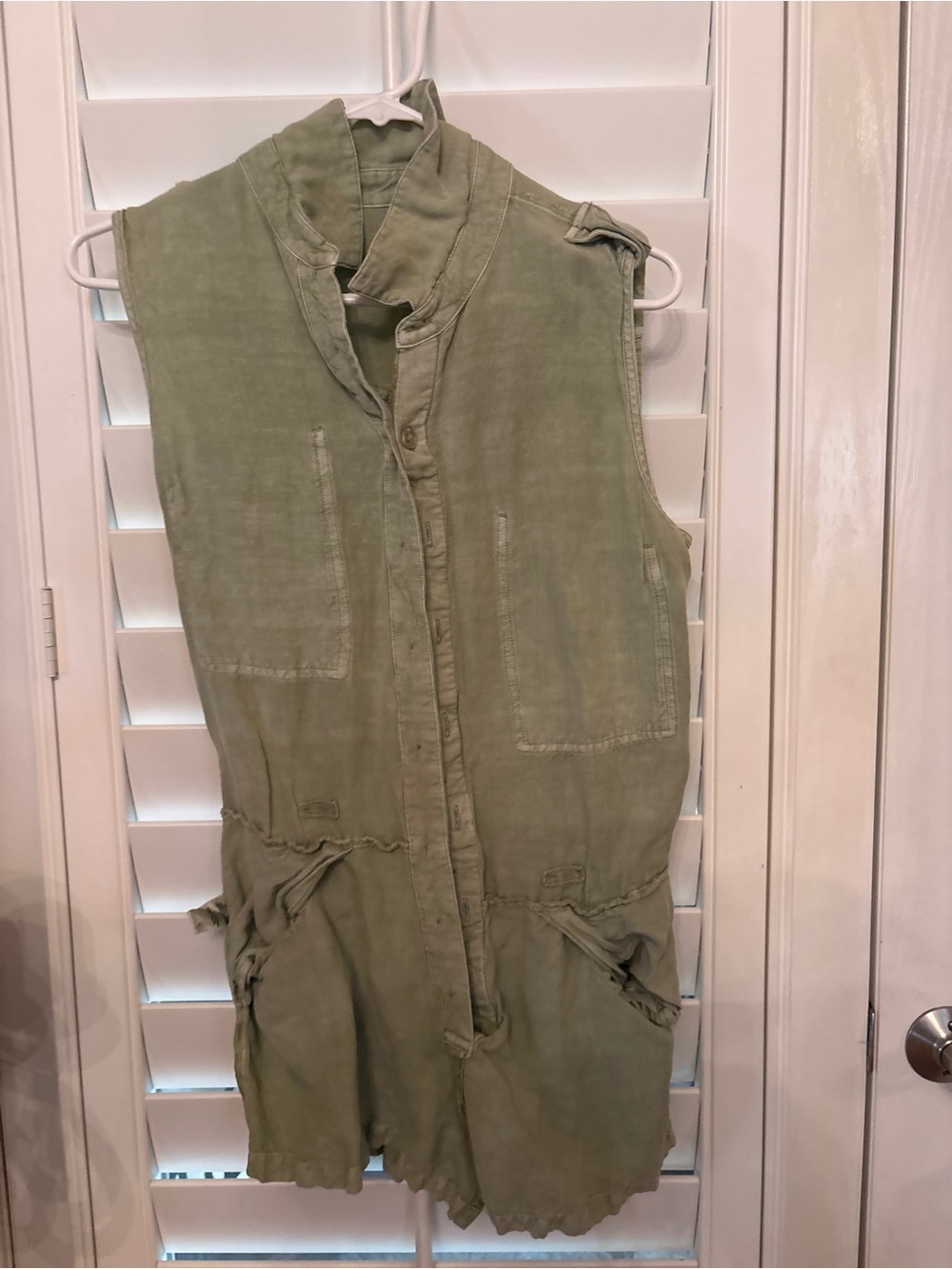Sleeveless Utility Jumpsuit in Olive Green